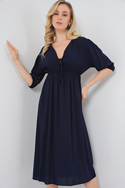 Hiccup BDART V-подібний виріз і застібка Детальний A-силуетний міді-сукня