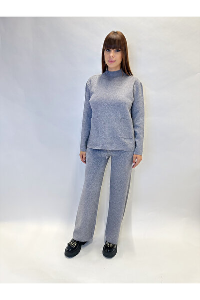 IFASTFASHION Women's knitted set with blouse and flared pants - loose and modern cut