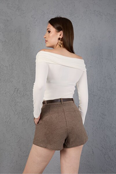 amurpars Kemerli Kaşe Mini Şort