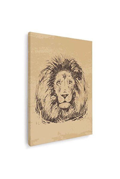 Tablou Canvas Tablou portret leu fundal maro, cod 5264