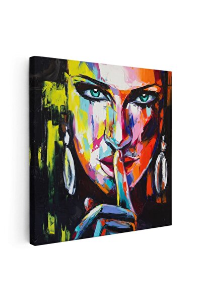 Tablou Canvas Tablou portret pictura in ulei femeie misterioasa, multicolor, cod 1393