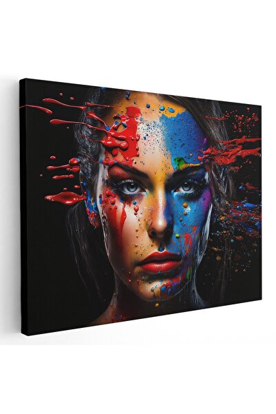 Tablou Canvas Tablou portret femeie cu machiaj creativ multicolor, multicolor...