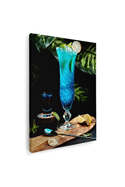 Tablou Canvas Tablou pahar cocktail Blue Lagoon, cod 4050