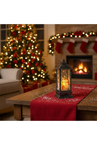 zola Διακοσμητικό χριστουγεννιάτικο φαναράκι, ζεστό φως LED, Χιονάνθρωπος, 12,5 x 5,3 x 5,3 cm, μαύρο ασημί