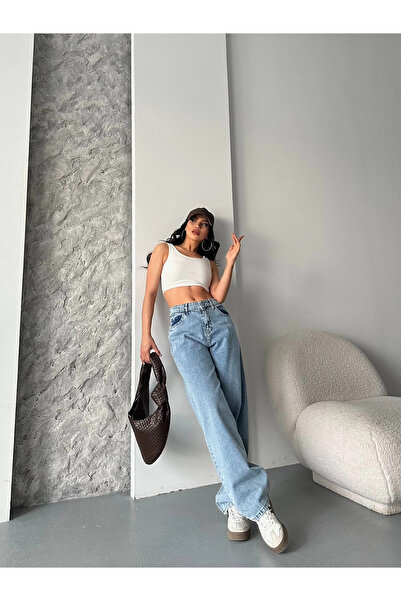 Zerenyus Παντελόνι τζιν μεσαίου μπλε χρώματος Baggy Snow Wash