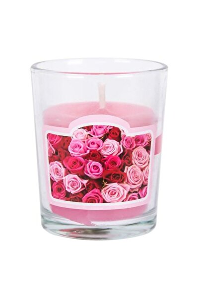 DavidaHome Lumanarica parfumata in pahar, 5x7 cm, trandafir roz