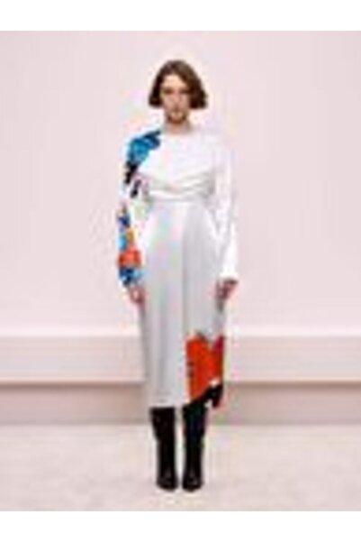 BAQA Desenli Ekru Elbise