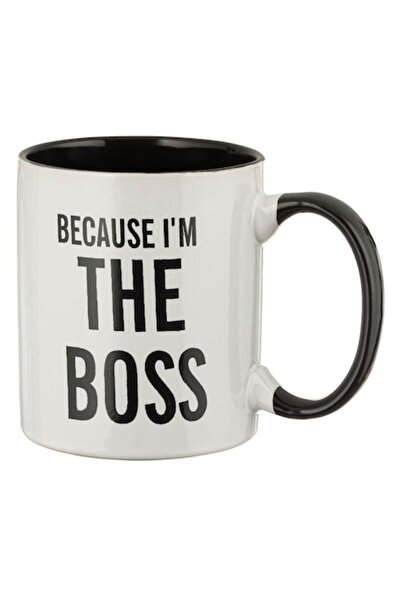SHOPIENS Ceramic Mug with "Because I'm The Boss" Message, White/Black, 350 ml