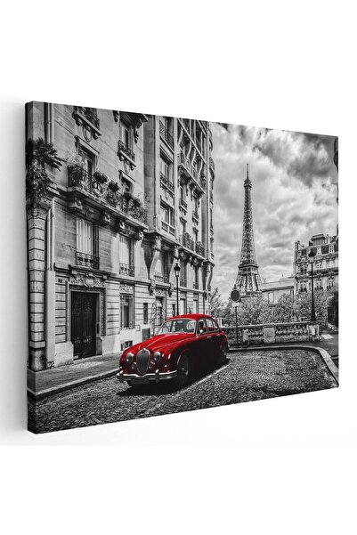 Tablou Canvas Tablou turnul Eiffel cu masina rosie vintage, cod 4293