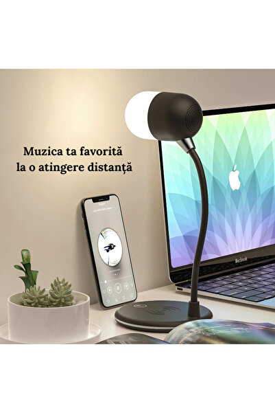 Animati.ro 3-in-1 Wireless Desk Lamp, Speaker & 360° Flexibility