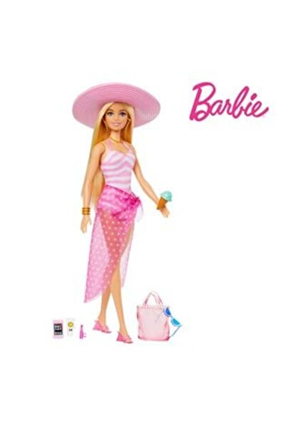 mattel Păpușă Beach Glam în costum de baie și accesorii -