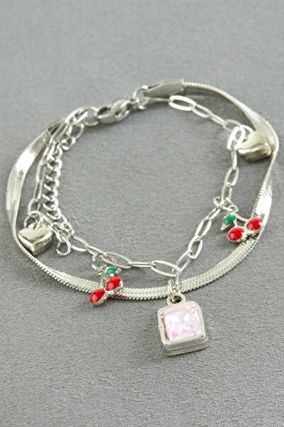 Seçkin Trend Rectangular Lucky Enamel Steel Bracelet