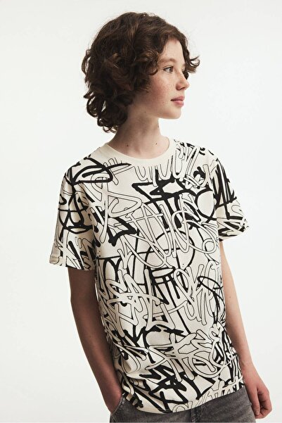 H&M Baskılı ve Pamuklu Tişört