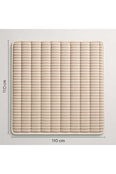 Mayras Cotton Baby %100 Pamuklu Bebek/Çocuk Kare Çanta Taşımalı Çizgili Desen Oyun Minderi 110cmx110cm