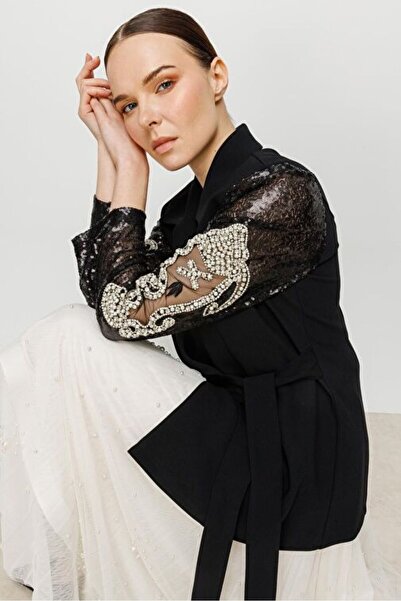 Nefeli Payet Detay Ceket SİYAH Beden: L