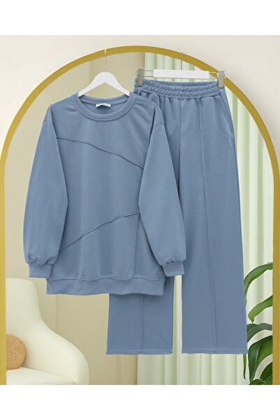 Modamorfo Two-Thread Cotton Suit with Trousers - Baby Blue