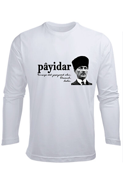 Efendioğlu Design Pamučna majica dugih rukava PAYİDAR sa printom Ataturka
