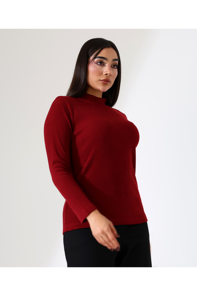 Fi'l Arz Fashion Women's Knitted Stretchy Short Inner High Neck Plus Size Sweater