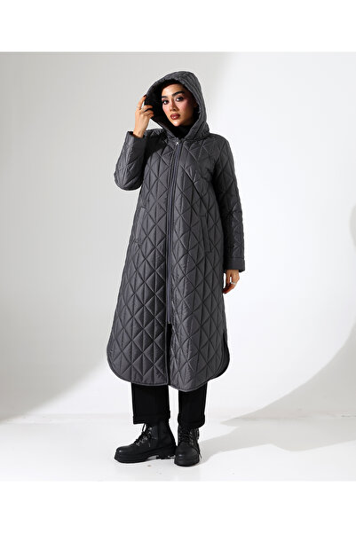 Fi'l Arz Fashion Women's Long Quilted Puffer Plus Size Coat