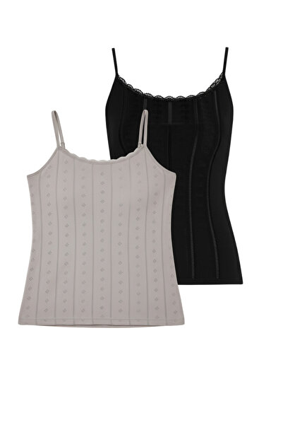 vory Women's 2-Piece Thin Strap Heart Jacquard Pattern Colorful Tank Top Vr.L20.23I.123.Y01