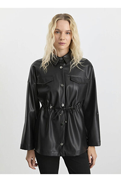 Selen Siyah Kadın Standart Ceket 25KSL1543