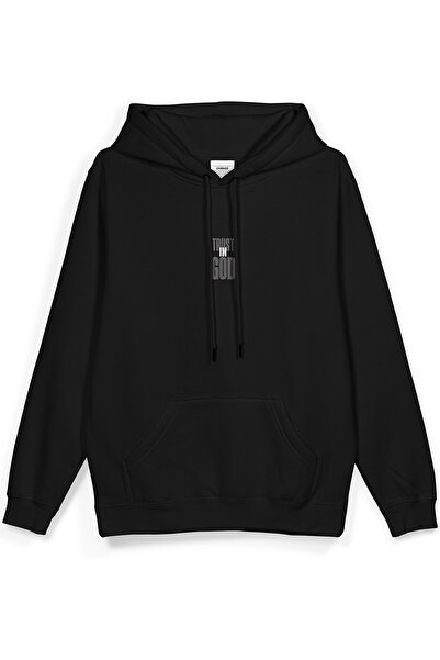 Overoz Довіра до Бога Melek Kanadı Angel Принт на капюшоні Oversize Світшот Чорний Худі H1387