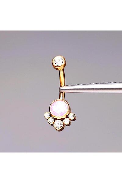 Rupen Kraft Opal Taşlı Ultraliğht 10 mm Titanyum Göbek Piercingi