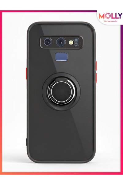 Molly Samsung Galaxy Note 9 İçin Siyah Yüzüklü Kamera Korumalı Silikon Telefo...