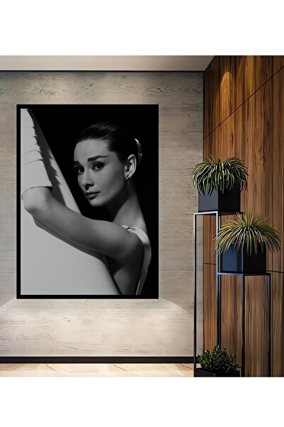 Teona Ahşap Dekoratif Ahşap Dikdörtgen Tablo Audrey Hepburn Çerçeve Görünümlü