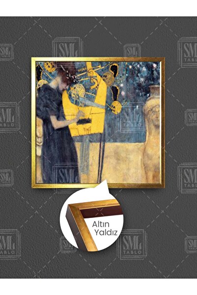 SML TABLO Femeie care cântă la harpă, pictură de Gustav Klimt, artă muzicală,...