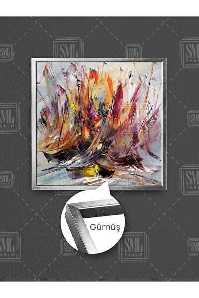 SML TABLO Šarene jedrilice, odraz na moru, apstraktni dekor, uokvirena kvadra...