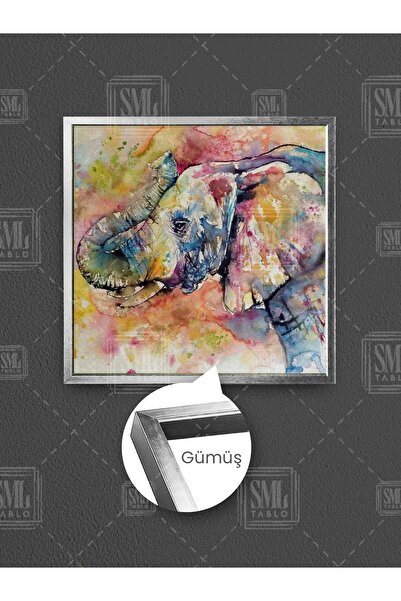 SML TABLO Цветна абстрактна картина с слонове Африкански животни Модерна декорация Картина в рамка с квадратна форма