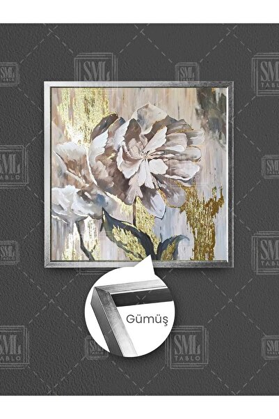 SML TABLO Beli cvetovi Zlatni detalji ukrasa Elegantan luksuzni dekor Uramlje...
