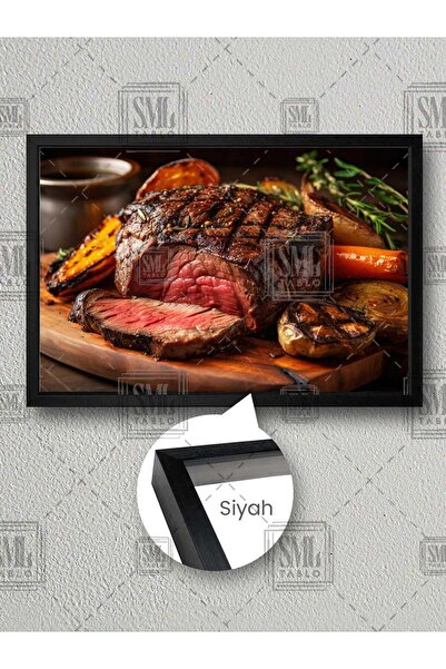 SML TABLO Biftek Pişmiş Kızarmış Et ve Izgara Mangal Dana İnek Eti Kasap Keba...