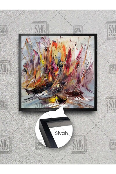 SML TABLO Pictură pe pânză pătrată înrămată cu decor abstract cu reflectare m...