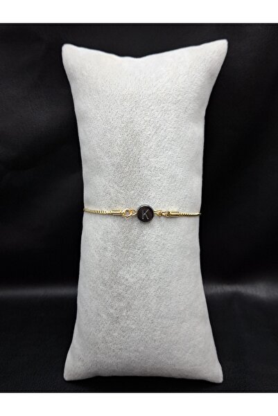 Han Ticarethane Gold Color Hematite Stone Letter K Bracelet