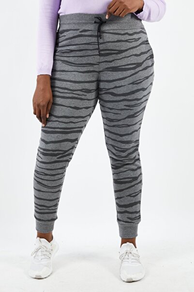 Cavalli Class بنطلون رياضي نسائي برباط وطبعة كاملة، رمادي