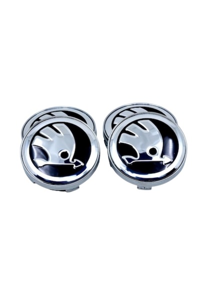 Skoda Set of 4 Wheel Emblems 60mm Diameter Silver model for Octavia Superb Fa...