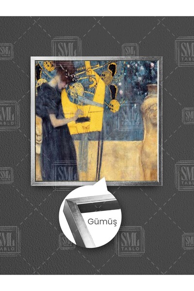 SML TABLO Žena svira harfu, slika Gustava Klimta, muzika, umetnost, uokvirena...