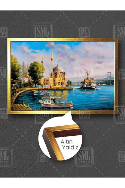 SML TABLO Ortaköy Camii Ve Boğaziçi Boğaz Köprüsü İstanbul Manzarası Çerçevel...