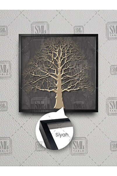 SML TABLO Златно-разклонено дърво Златна декорация Модерно изкуство Картина в рамка с квадратна форма