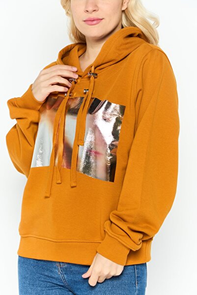 Diesel Women Hooded Long Sleeve Graphic Print Sweatshirts, Rust Brown