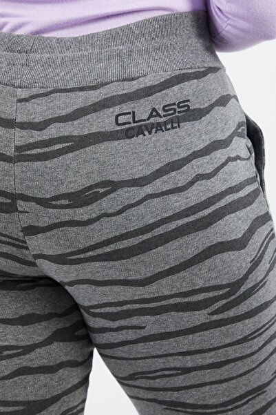 Cavalli Class Women Allover Print Drawstring Sweatpants, Grey