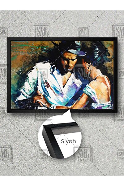 SML TABLO Tango Yapan Romantik Çift Tutkulu Dans Beyaz Gömlekli Adam Çerçevel...