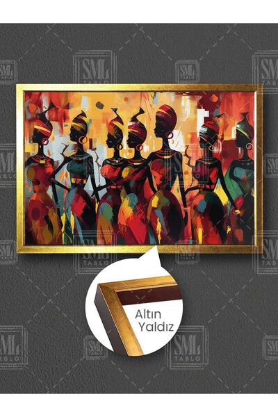 SML TABLO Renkli Etnik Kıyafetli Afrikalı Kadınlar Modern Soyut Silüet Dekor ...