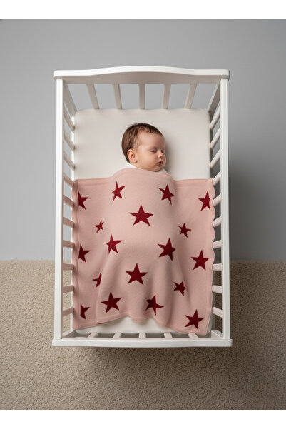 Sebir Moda بطانية أطفال تريكو منقوشة بنجمة 90x90 سم