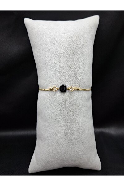 Han Ticarethane Gold Color Hematite Stone Letter U Bracelet