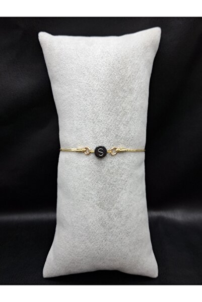 Han Ticarethane Gold Color Hematite Stone Letter S Bracelet