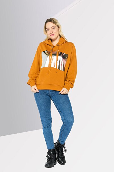 Diesel Women Hooded Long Sleeve Graphic Print Sweatshirts, Rust Brown
