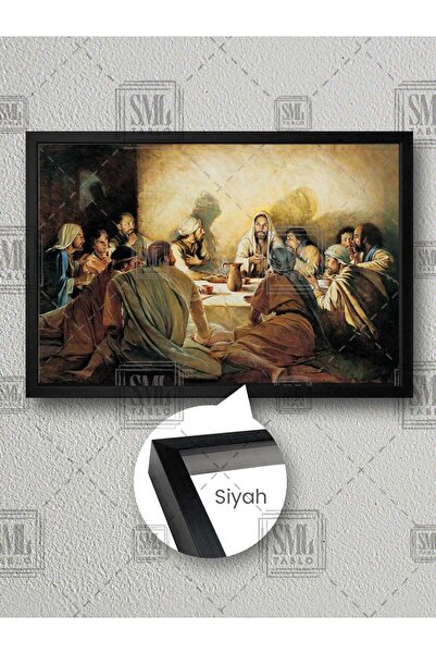 SML TABLO İsa ve Havarileri Son Akşam Yemeği Hristiyanlık Jesus Christ Çerçev...